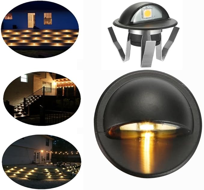 FVTLED Pack of 10 Warm White Low Voltage LED Deck Lights kit Φ1.38 Outdoor Garden Yard Decoration Lamp Recessed Landscape Pathway Step Stair Warm White LED Lighting Black
