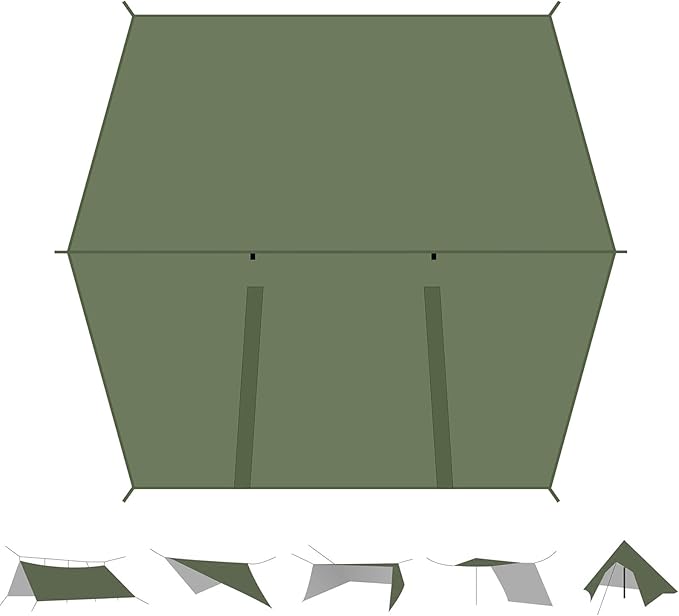 Hammock Rain Fly Tent Tarp (11.5x9.5ft) Large Ultralight Camping Tarps Waterproof Portable Backpacking Multifunctional Rain Cover for Outdoor Hiking Picnic Hammock Car Backpacking