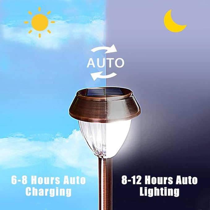 Vintage Solar Lights Outdoor Glass &amp Metal Solar Pathway Lights 4 Pack IP65 Waterproof Warm White Garden Lights for Walkway Yard Patio Driveway