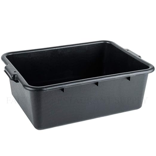 COLIBYOU 6 Pack 20 x 15 x 7 Black Polypropylene Bus Dish Plastic Restaurant Tub w/Lid of Set
