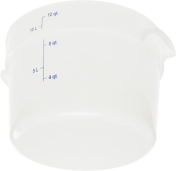 Carlisle FoodService Products Storplus Round Food Storage Container with Stackable Design for Catering Buffets Restaurants Polyethylene (Pe) 12 Quart White