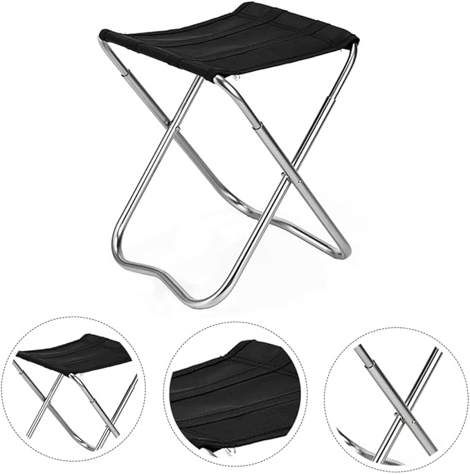 Alipis Folding Chair for Fishing Outdoor Camping Garden Beach Lightweight Aluminum Stool Portable