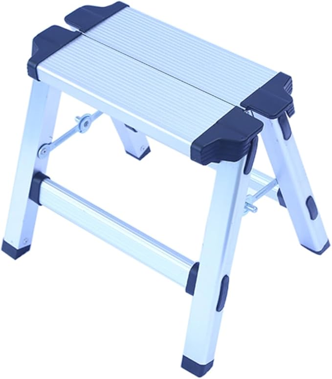 SUPVOX Household Aluminum Alloy Folding Stool Portable Step Stool Handle Dual Function Chair for Camping and Kitchen Use Lightweight and Compact Design Random Style
