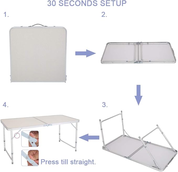 Folding Picnic Table47.24 x 23.62 x 21.65‘’Home Use Folding Table Lightweight Aluminum Camping TablePortable Outdoor Grill Stand Table for Outside Picnic BBQ Beach