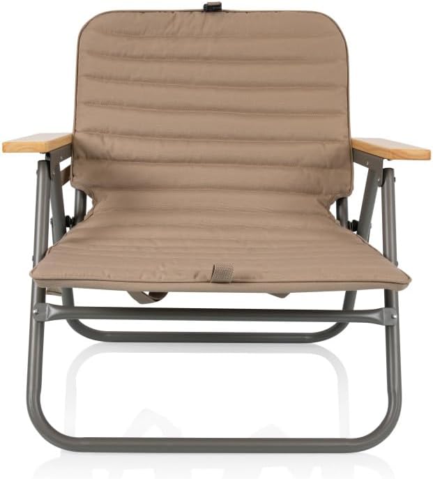 Picnic TIME Descanso Padded Beach Chair Low Camping Chair with Removable Washable Cover Backpack Beach Chair