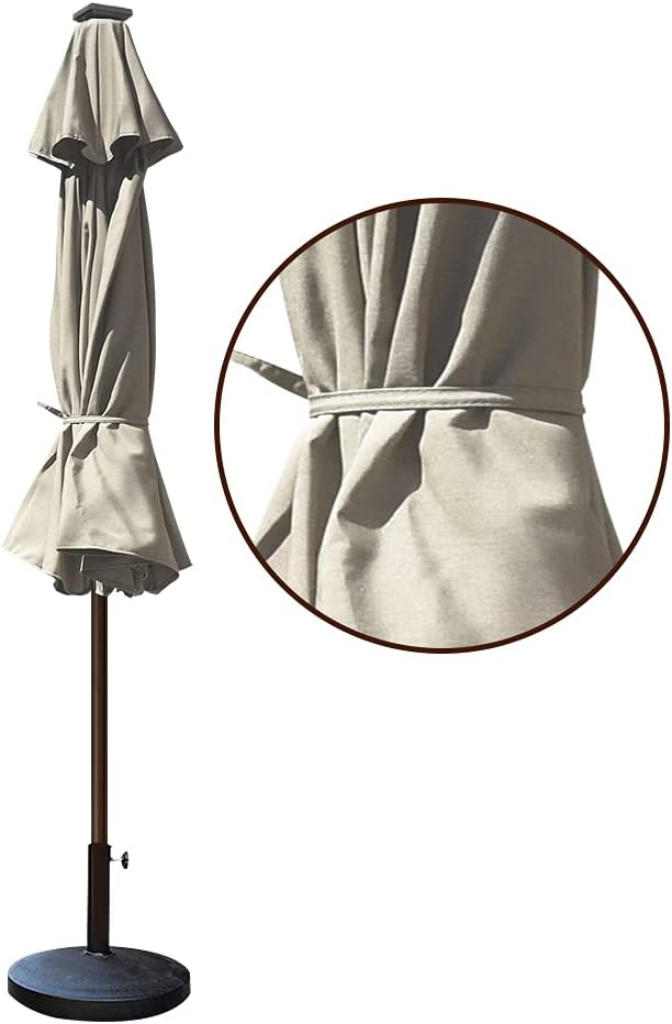 EliteShade USA 10-Year-Non-Fading Solar 9ft Market Umbrella with 80 LED Lights Patio Umbrellas Outdoor Table Umbrella with Ventilation Antique Beige