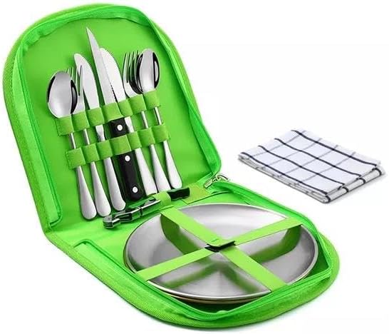Cutlery Set Picnic Camping Picnic Set With 304 Stainless 10Pcs Tableware Dishes Steel Cutlery Set For 2Person E