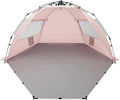 Oileus X-Large 4 Person Beach Tent Sun Shelter - Portable Sun Shade Instant Tent for Beach with Carrying Bag Stakes 6 Sand Pockets Anti UV for Fishing Hiking Camping Waterproof Windproof Pink