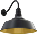 Steel Lighting Co. Large Outdoor Barn Light | Gooseneck Light Fixture | Made in America from 18-Gauge Steel | 20 Dome | 16 Gooseneck Matte Black Exterior/Brass Interior