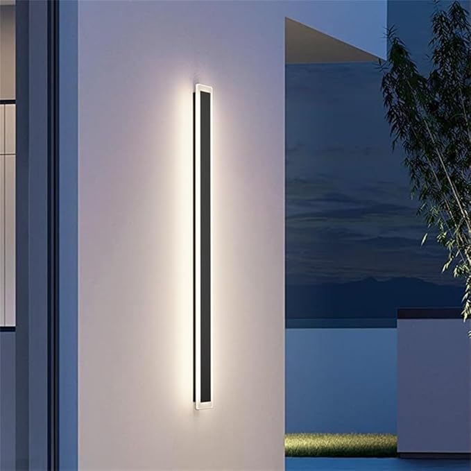 47.2In 4000K Long Outdoor Wall Light IP65 WaterproofModern Black Exterior Wall Mount Lighting for Porch Courtyard1Pack