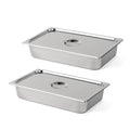 ROVSUN Full Size Hotel Pan 2-Pack 4 Inch Deep Steam Table Pan with Lid Stainless Steel Anti Jam Pan for Party Home Commercial