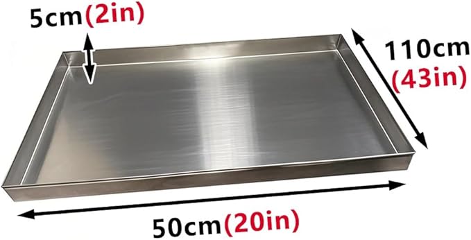 Washing Machine Pan 304 Stainless Steel Washing Machine Drain Pan Kitchen Factory Warehouse Garage Drain Tray Spill Containment Platform Pallets(50x110cm(20x43in))