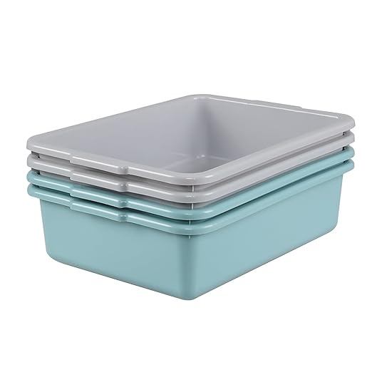 13 L Commercial Bus Tub Plastic Wash Tub Dishpan 4 Packs