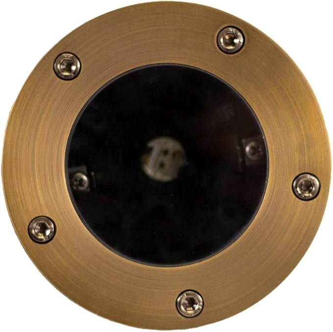 12V Brass In-Ground Well Light (Open Top) with 5W 2700K Warm White MR16 LED Bulb &amp PVC Sleeve for Low Voltage Landscape Lighting of Outdoor Pathway Garden Shrubs Columns or Trees