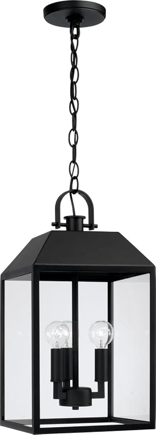 Capital Lighting 953434BK Nelson Modern Clear Glass Outdoor Hanging Lantern 3-Light 180 Total Watts 20 H x 10 W Black