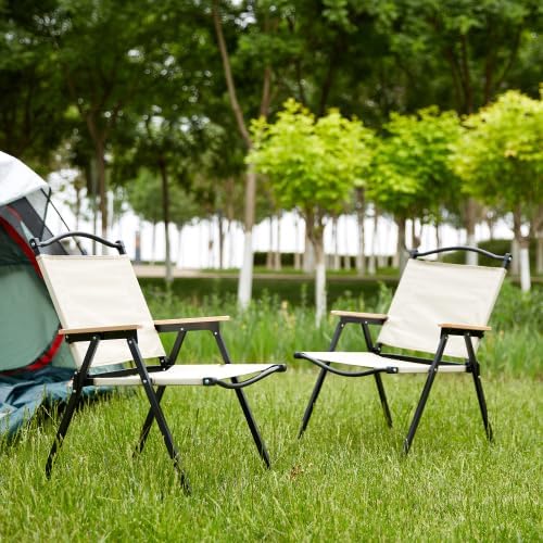 Camping Chairs 2-Piece Folding Outdoor Chair for Picnic Camp Beach Wedding Backyard BBQ Party Patio RV Heavy Duty Portable Chairs for Adults Teens