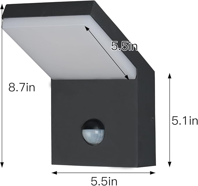 2 Pack Outdoor Motion Sensor Wall Sconce Light LED Modern Exterior Porch Light Fixture IP54 Waterproof for House Garage Patio Decoration1800LM