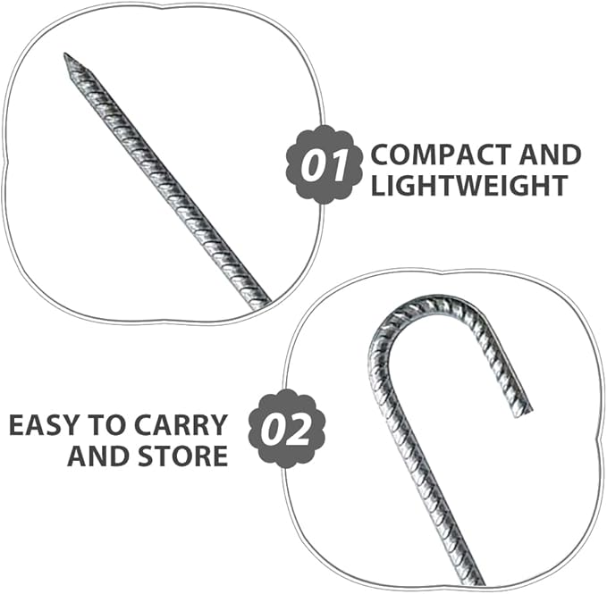 4PCS Ground Rebar Stakes: Heavy Duty Stakes Ground Anchors Garden Metal Tent Trampoline Anchors Outdoor Decoration 12 Inch