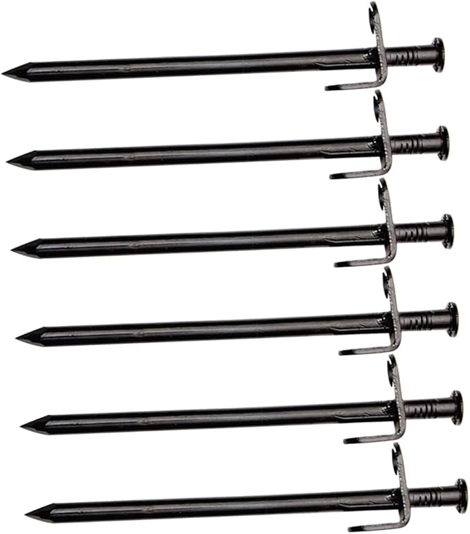 BESTonZON 6Pcs Heavy Duty Metal Tent Stakes Outdoor Ground Spikes for Camping Canopy and Awnings Durable Lightweight Easy to Drive and Remove for Support