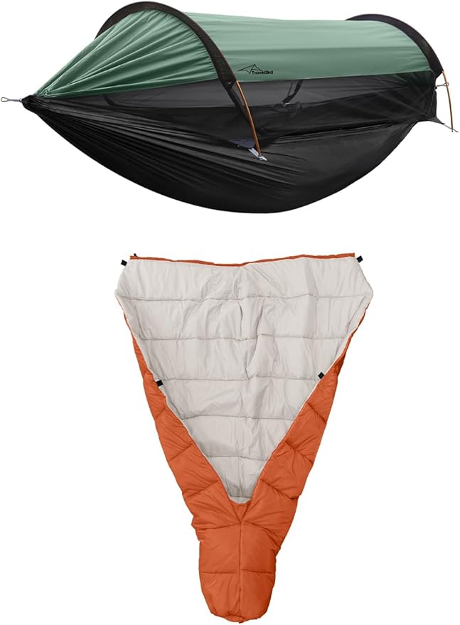 Camping Hammock Tent with Top Quilt Lightweight Hanging Hammocks Tree Straps Portable for Hiking Backpacking
