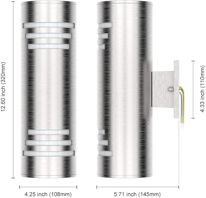 Sytmhoe Outdoor Wall SconceUp/Down Cylinder Exterior LightsStainless Steel LED Wall Light Outside LightingE26 Bulb Waterproof Wall Fixture