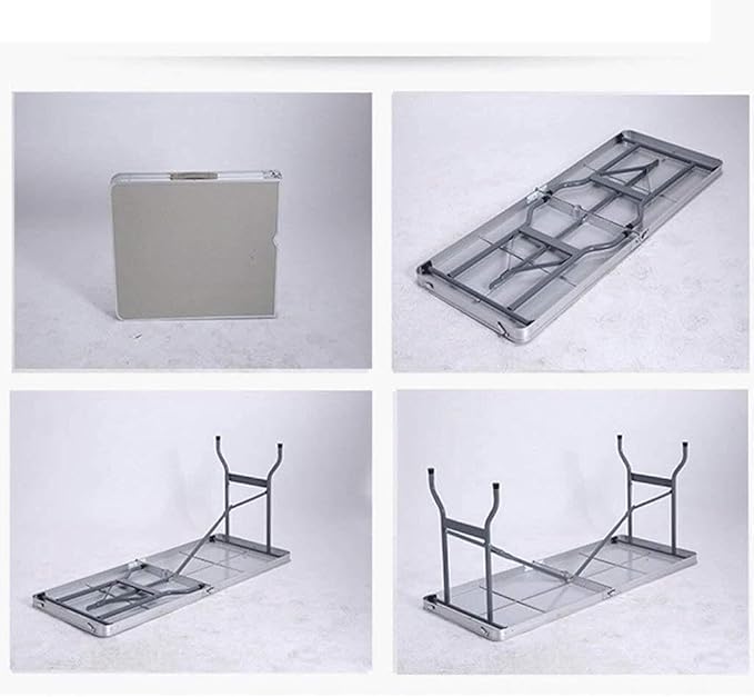 Folding Table-Outdoor Folding Table Aluminum Lightweight Height Adjustable with Storage Organizer for BBQ Party Camping
