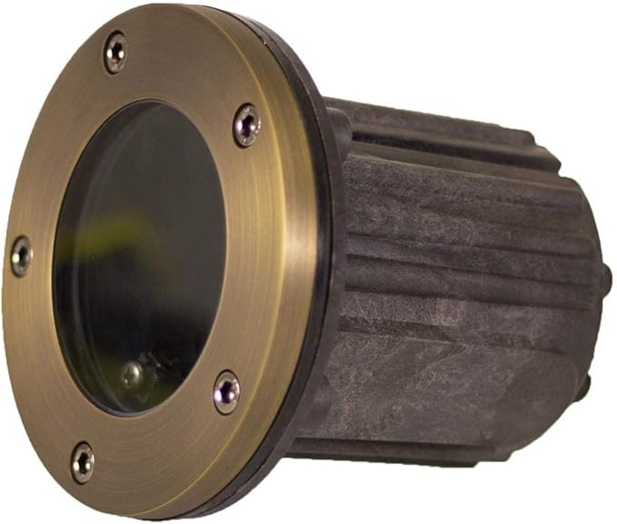 12V Brass In-Ground Well Light (Open Top) with 5W 2700K Warm White MR16 LED Bulb for Low Voltage Landscape Lighting of Outdoor Pathway Garden Shrubs Columns or Trees
