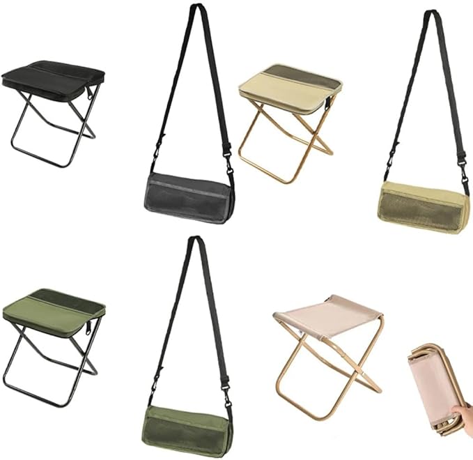 Collapsible Stool Folding Stool For Outdoor Camping Fishing Travel Hiking Oxford Cloth Seat Compact Storage Camping Chair Lightweight For Adults(Khaki S Size)