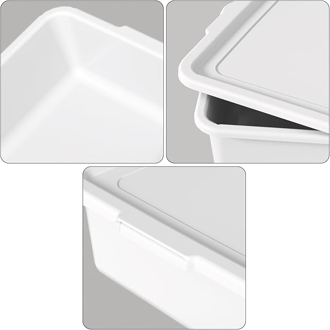 Hespama 3 Pack Commercial Bus Tub with Lid 13 L Plastic Dishpan Wash Basin White