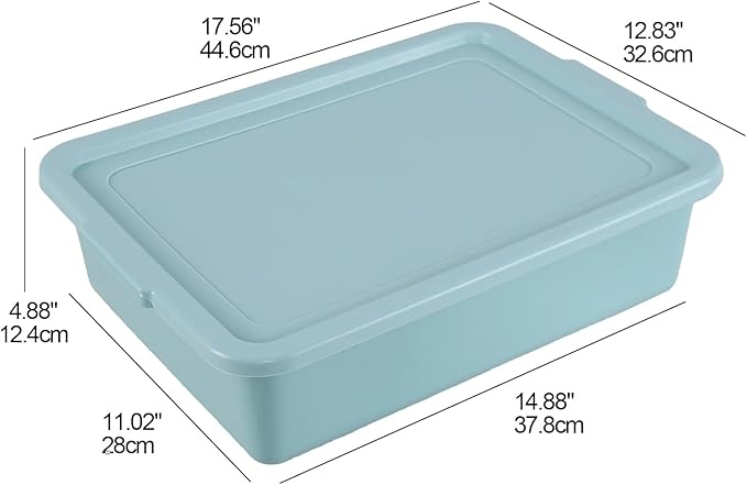 3 Pack Restaurant Bus Tub with Lid 13 L Plastic Utility Bus Box Mint Green