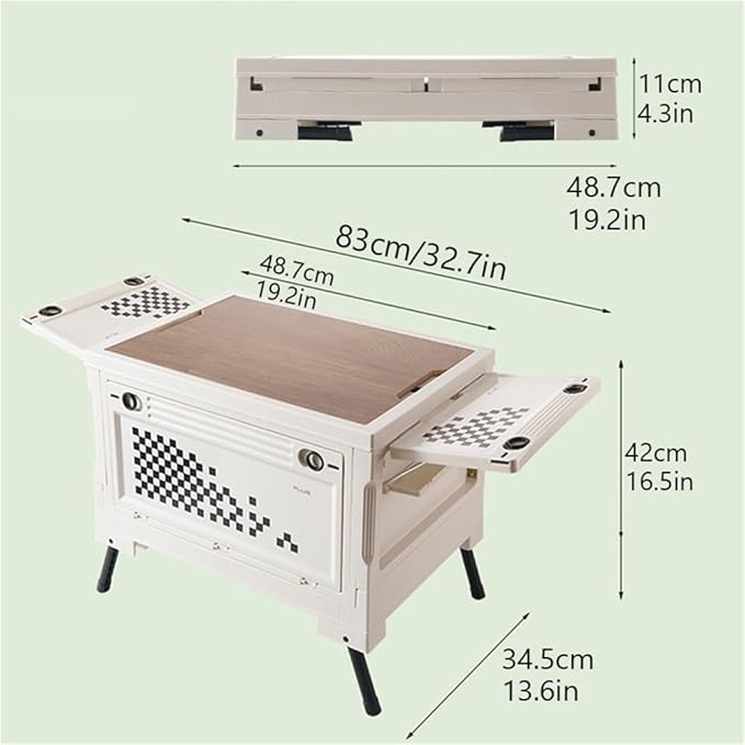 Plastic Camping Storage Box with Hooks Foldable Picnic Organizer Bin for Outdoor Gear Camp Kitchen or Car Trunk Portable Multi-Purpose Picnic Basket with Table