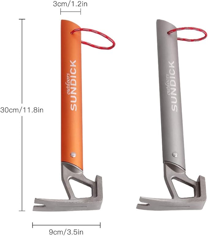 Lixada Camping Aluminum Tent Hammer Outdoor Camping Tent Hammer Stainless Steel Tent Nail Puller Tent Peg Accessory