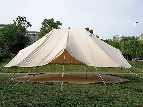 Outdoor 4x6M Waterproof Camping Emperor Bell Tent Canvas Durable Breathable Comfortable for Family Camping Hotel Vacation Outdoor Entertainment Big Tent