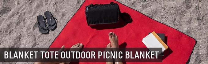 PICNIC TIME Coca-Cola Emoji Blanket Tote Picnic Blanket Folding Outdoor Beach and Camping Blanket with Carry Tote and Zipper Pocket Water Resistant Fleece (Red and White Gingham with Gray Flap)