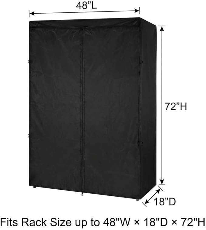 QWORK High Density Waterproof/Dustproof Storage Shelf Cover Fits Racks 48L x 18D x 72H - 1 Pack (Black)