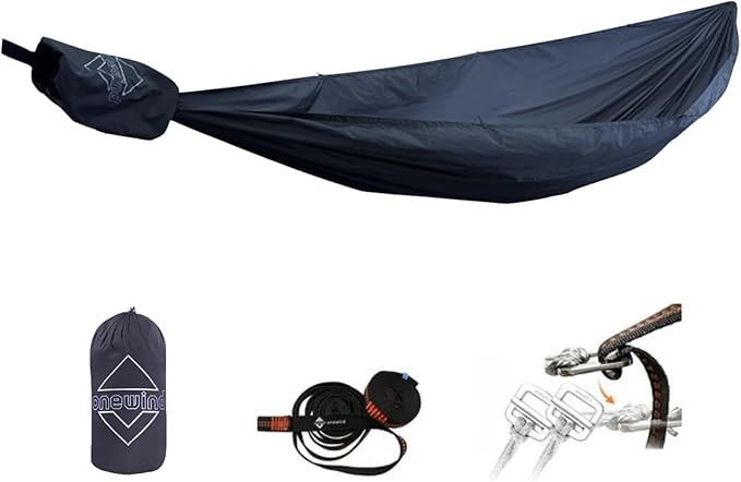 Onewind 11ft Ultralight Camping Hammock Portable Hammock 40D 1.7oz Nylon Ripstop with 2 * 12Ft Tree Straps for Camping Hiking Backpacking 11' x 55 Midnight Blue