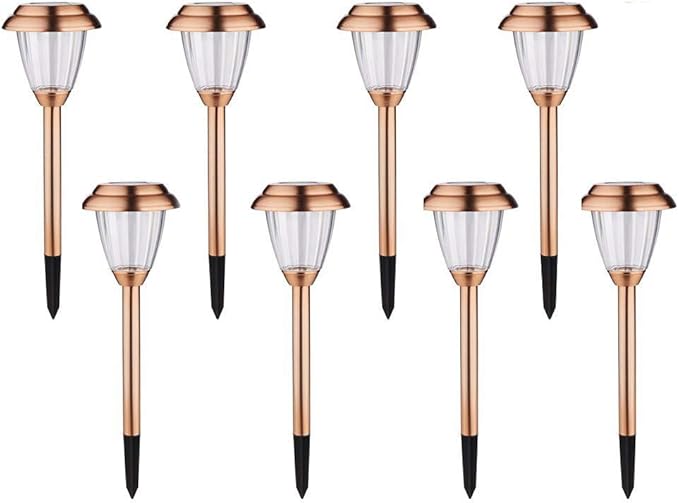 Solar Lights Outdoor - 8 Pack Copper Garden Walkway Lights Solar Powered Waterproof for Garden Lawn Yard Pathway