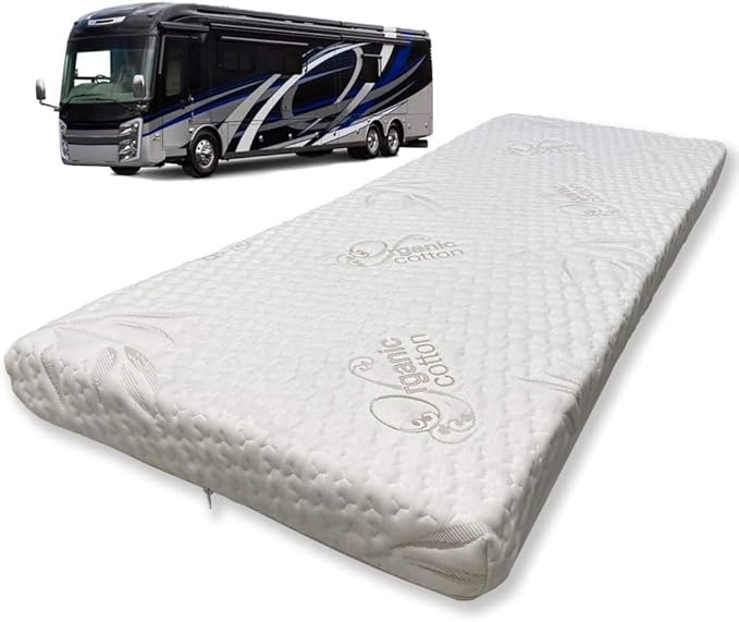Foamma 9” x 42” x 80” Camper/RV Travel High-Density Foam Bunk Mattress Organic Cotton Cover Made in USA Comfortable Travel Trailer CertiPUR-US Certified
