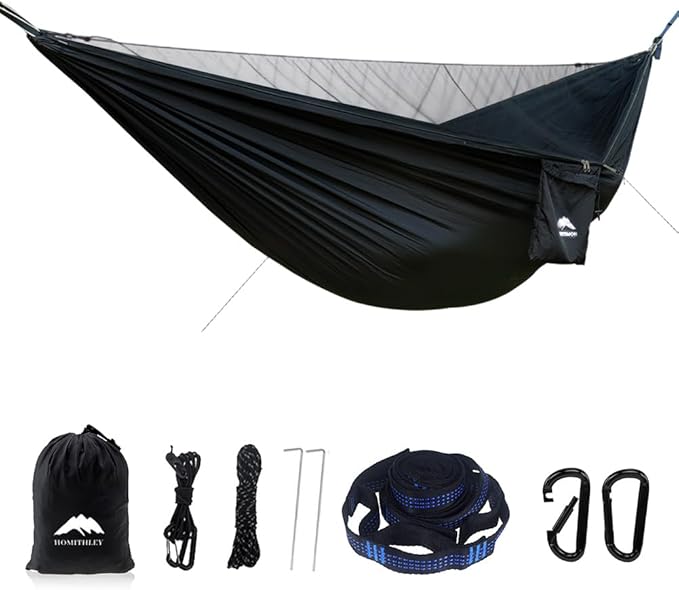 Camping Hammock - Portable Hammock with Mosquito Net Lightweight Backpacking Hammocks Swing Camping Accessories for Indoor Outdoor Beach Backyard Patio Travel Hiking