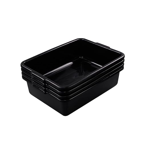 4-Pack 24 L Commercial Bus Box Plastic Utility Bus Tubs Black