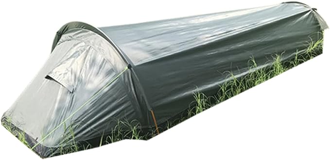 4 Season Polyester Rectangular Backpacking Tent 1 Person Waterproof Breathable Rainproof Bivy Sack Included