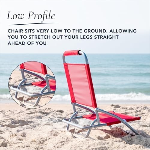 Caribbean Joe Folding Beach Chair 1 Position Lightweight and Portable Foldable Outdoor Camping Chair Red