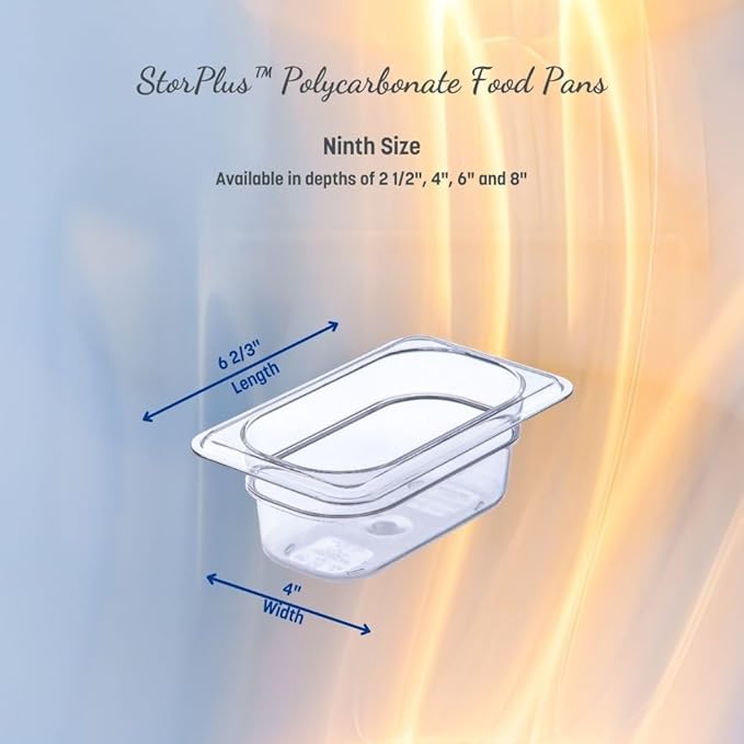 Carlisle FoodService Products Storplus Food Storage Container Food Pan Chafing Pan for Catering Buffets Restaurants Polycarbonate (Pc) 1/9 Size 2.5 Inches Deep Clear (Pack of 6)