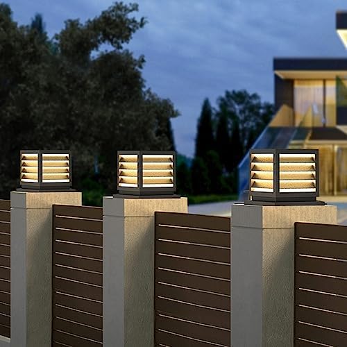 Outdoor Post Cap Lights 15.7 × 13.4 Modern Luxury Post Lantern Matte Black IP65 Waterproof Stainless Steel Exterior Column Light for GardensYardsBalconiesPassages or Entrancesetc