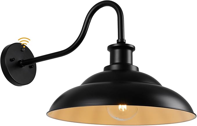 Dusk to Dawn Outdoor Barn Light Fixtures 16 Inch Dome Large Wall Sconce Farmhouse Exterior Wall Mount Light for House Garage Patio Doorway