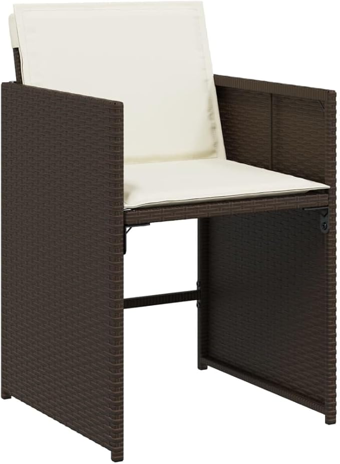 Patio Chairs with Cushions 4 pcs Brown Poly Rattan Outdoor Furniture for Garden Lawn and Patio - Comfortable &amp Durable Garden Chairs with Removable Cushions and Foldable Backrest
