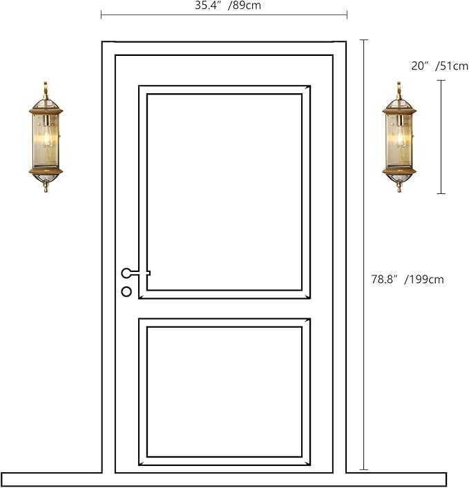 Milaii Copper Exterior Wall Light 20 H Outdoor Light Fixture Waterproof Wall Sconce Oil Rubbed Brass Porch Light with Clear Glass Lantern Wall Mount Lights for House Garage Patio Aisle