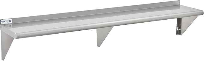 29N-016 -Commercial NSF Solid Stainless Steel Wall Shelf - 84 Wx12 D - 340 lb. Weight Capacity