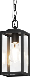 Modern Outdoor Pendant Light 1-Light Outdoor Hanging Lantern Light Matte Black Aluminum with Clear Glass Exterior Pendant Lighting Fixture for Porch Yard Gazebo
