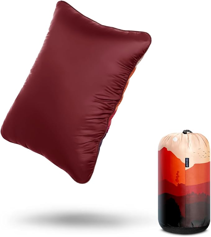 Camping PillowSupportive Compressible Travel Pillow Middle Size Lightweight Camp Pillow with Storage Bag for CampingHikingBackpackingAirplane